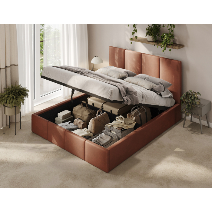 Polsterbett in Honigfarbe für Schlafzimmer